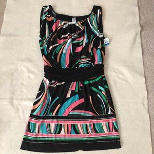 JFW Women's Blouson Dress - Black Multi-Color - Size XL New with tags
